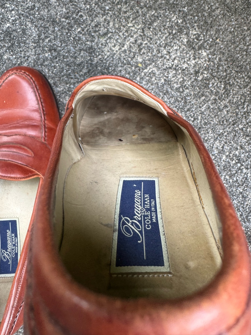 Bragano by Cole Haan Cognac Tan Italian Leather Penny Loafers 9.5M Style 2659 - Picture 11 of 16